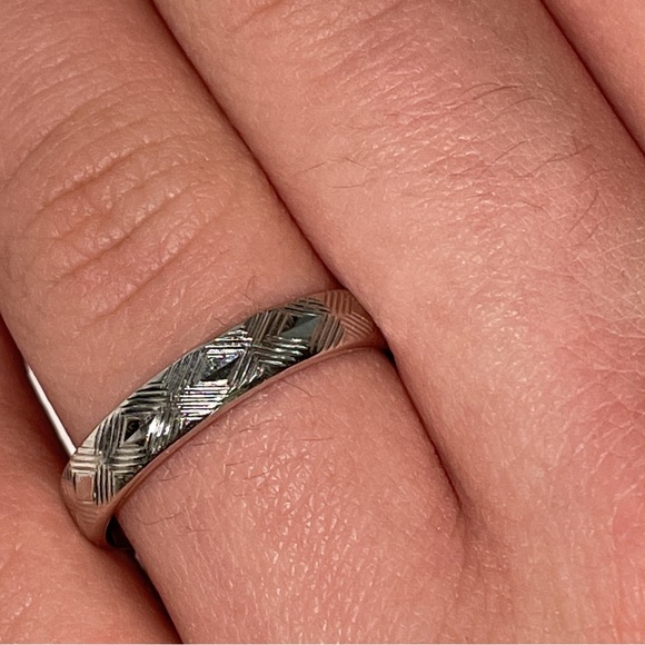 Solid 14K White Gold Stackable Band Ring - Picture 11 of 12